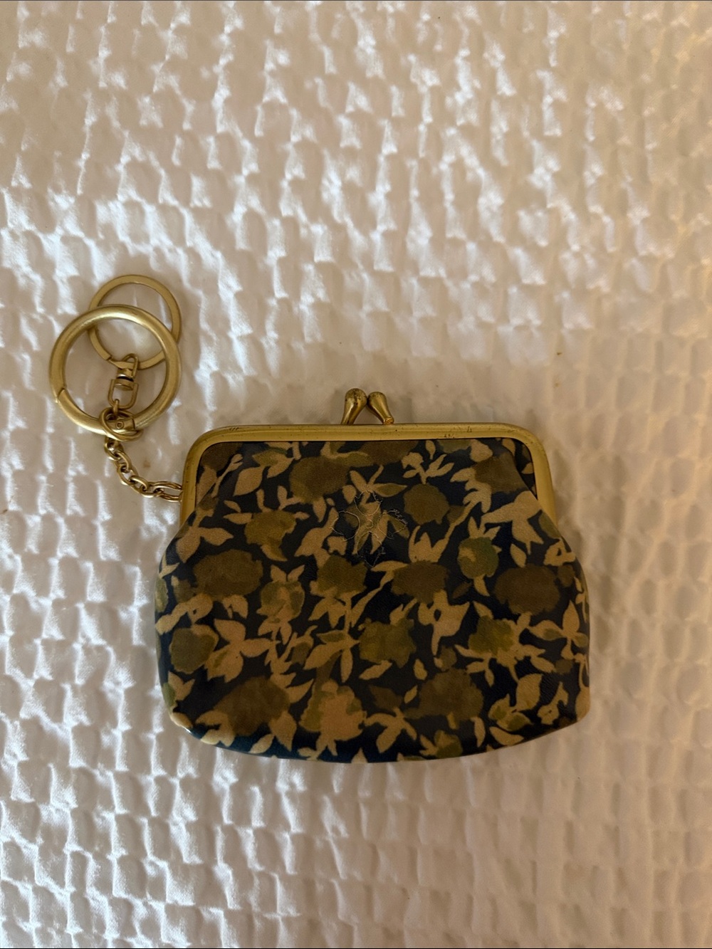 Patricia Nash Leather Coin Purse olive flowers